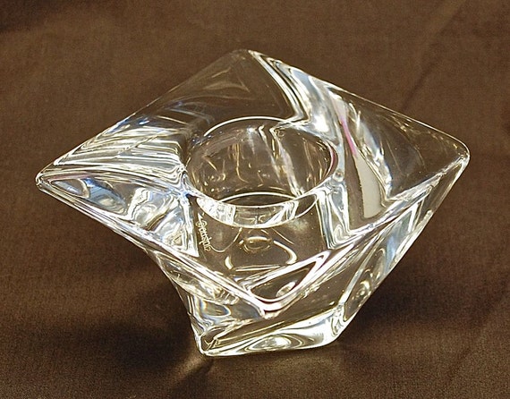 Orrefors Tornado crystal Votive candle holder pair