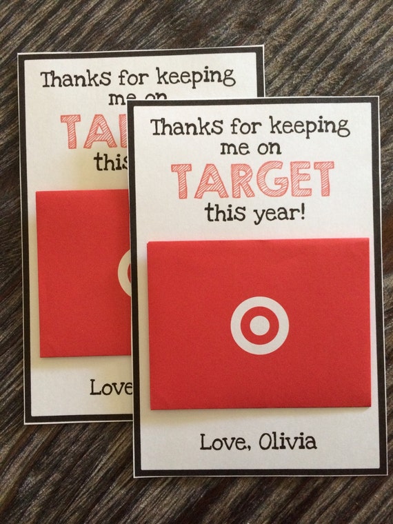 TEACHER GIFT CARD Holder Target Red Black by OliviaKateDesigns