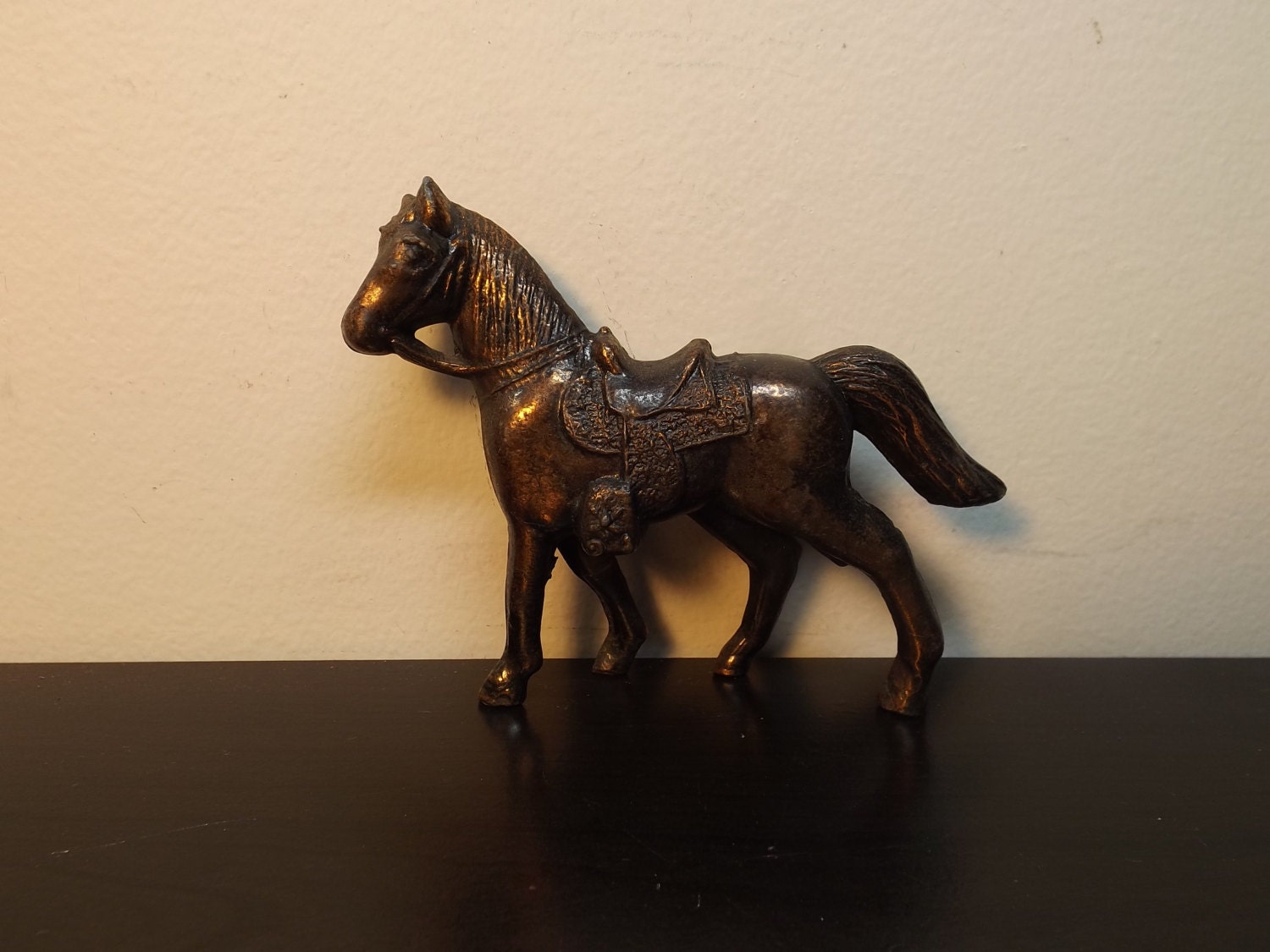 Sale Vintage BRASS HORSE Statue/ Western Horse with Saddle/