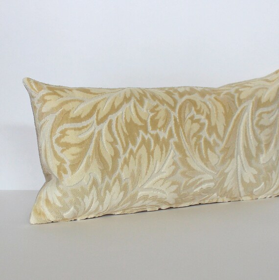 Lumbar Pillow Cover Beige Cut Velvet Oblong by couchdwellers