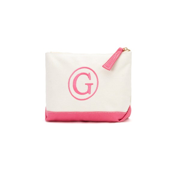 Monogrammed Canvas Cosmetic Bag Personalized Toiletries Bag