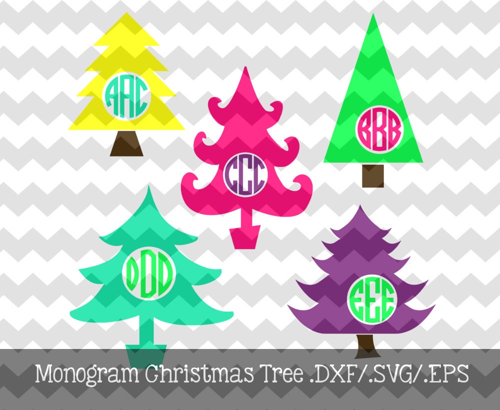 Download Christmas Tree Monogram Frames .DXF/.SVG/.EPS by ...
