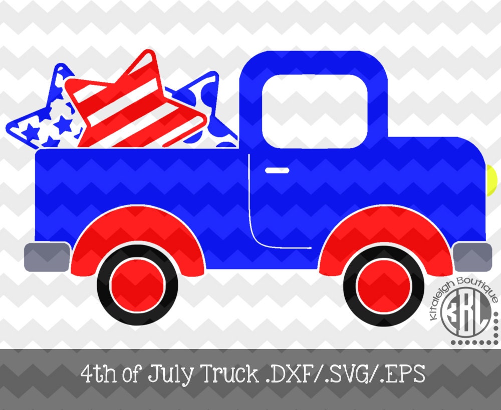 Download 4th of July Truck Design .DXF/.SVG/.EPS Files for use with