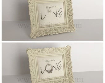 wedding ring holder square distressed white frame engagement ring holder bridal shower gift - Wedding Ring Holder wedding ring holder square distressed white frame engagement ring holder bridal shower gift - Wedding Ring Holder