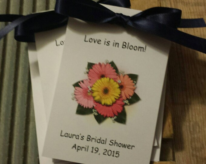 Gerber Mix Design Bridal Shower Favors with Wildflower Seeds inside. Bridal Shower or Wedding, Birthday or Anniversary Favors SALE