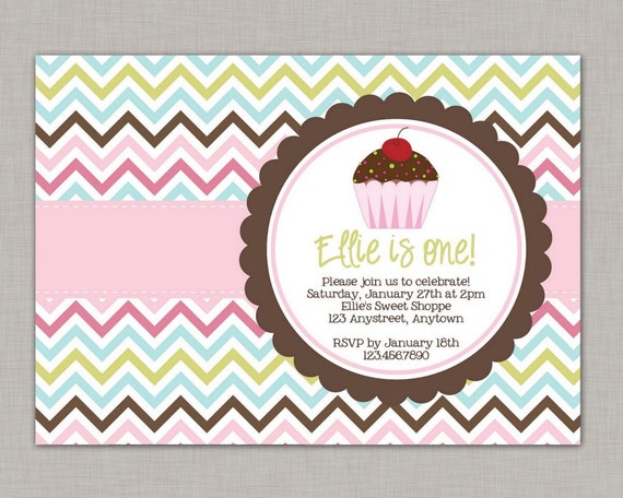 Cupcake Birthday Invitation Little Cupcake by thepaperblossomshop