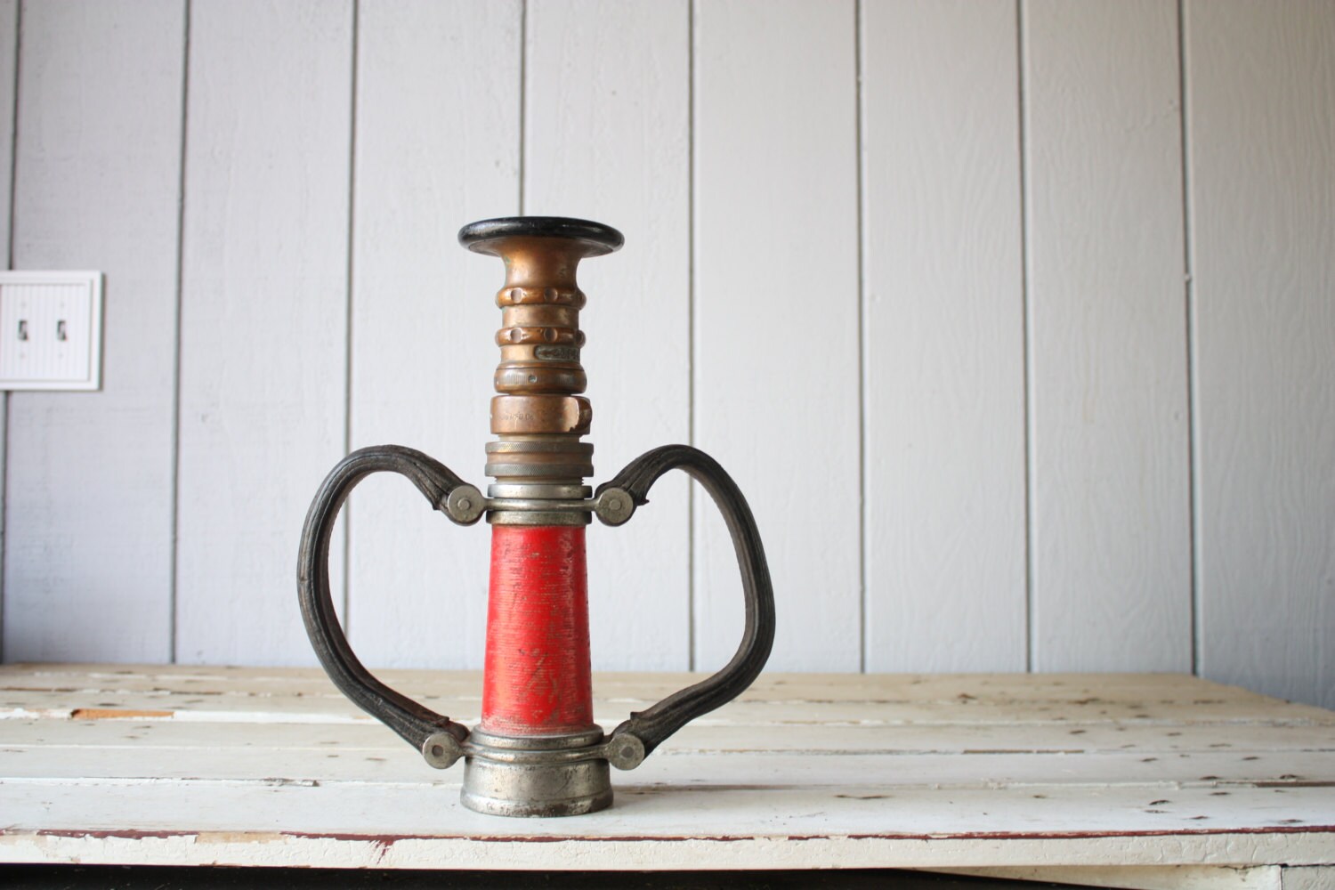 Antique Fire Hose Nozzle // Industrial Display by foxandforage