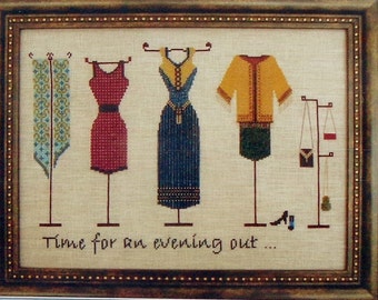 Turquoise Graphics & Designs AN EVENING OUT Clothes Clothing - Counted Cross Stitch Pattern Chart