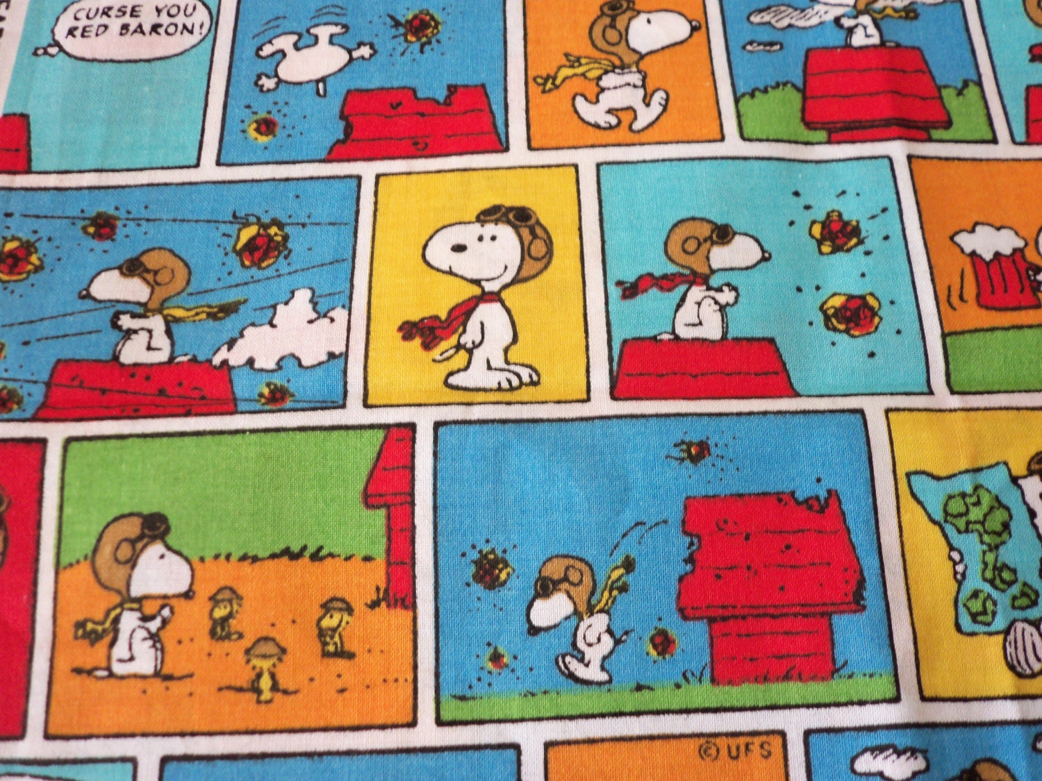 Snoopy Red Baron Fabric Dog House Rare HTF Popular 17 by majek150