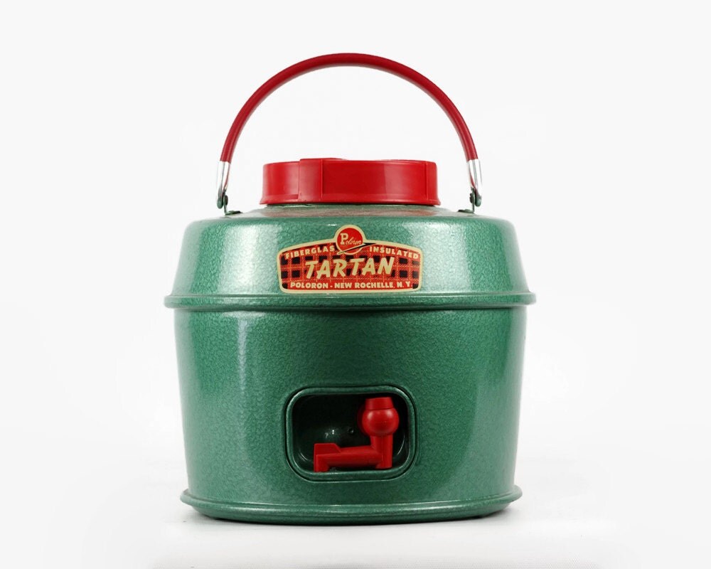 Vintage Picnic Jug Insulated Thermos Jug Tartan by GreenandBrown