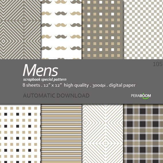 Digital Paper Mens 105 Scrapbook Quality Paper by peraboom