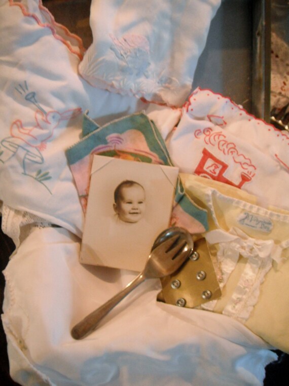 Vintage Baby Items Display Gift Home Decor by RedesigningVintage