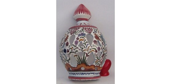 Vintage Portugese Hand Painted Ceramic Lantern Sconce Portugal