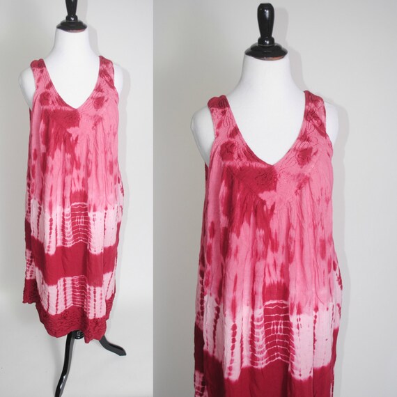 Vintage 1990s Hot Pink OMBRE tye dye Cotton by BushwickCouture