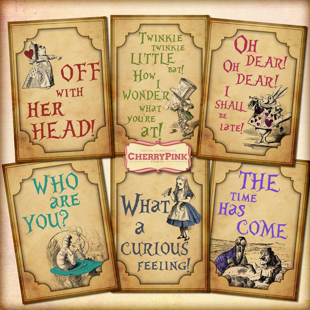 ALICE in WONDERLAND QUOTES decoration party printable digital