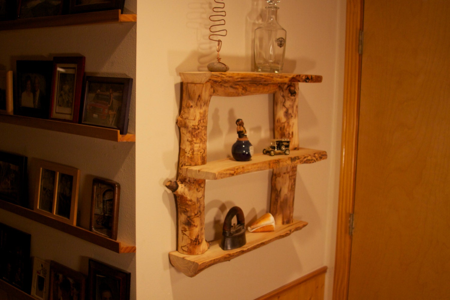 Aspen log shelves Rustic home decor Modern rustic decor