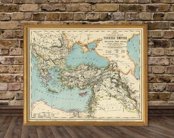 Historic map - Turkish Empire map - Balkan Peninsula map - Middle East map