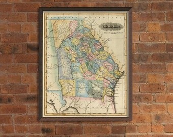 Georgia map - Antique map of Georgia - Wall map reproduction