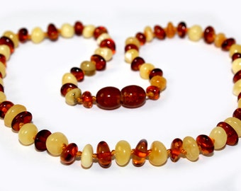 NATURAL BALTIC AMBER Baby Teething Necklace with Certificates of Amber Authenticity