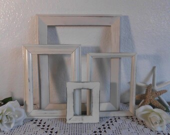 Ivory Frame Set Rustic Shabby Chic Distressed Picture Photo French Country Farmhouse Cottage Home Decor Wedding Reception Decoration Gift