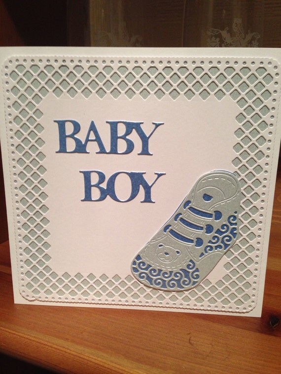 Items similar to Baby Boy handmade die cut card on Etsy