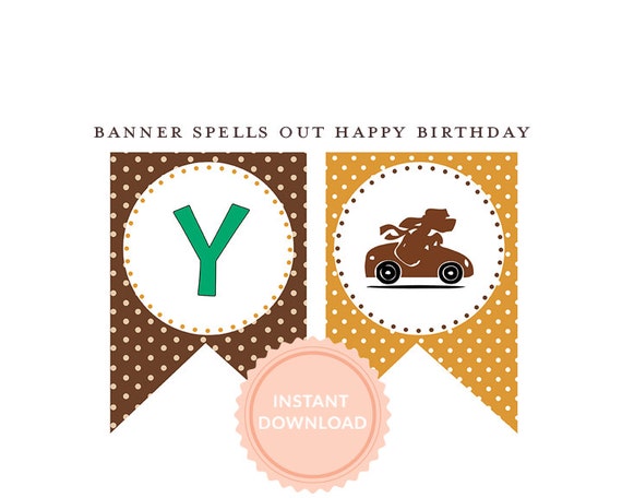 INSTANT DOWNLOAD, Go, Dog, Go Collection: Printable Happy Birthday Banner Il_570xn