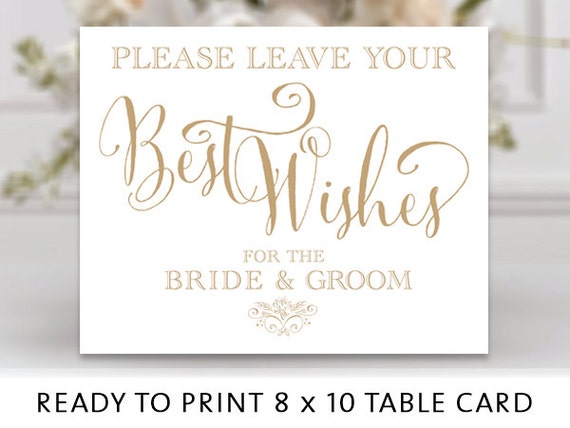  Best Wishes for the Bride and Groom Sign 8 by 