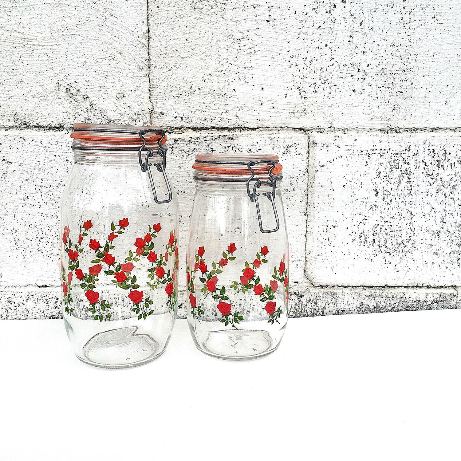 French Arcoroc Glass Jar Canister Set Vintage Arc Glass Kitchen