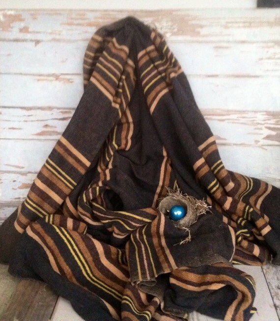 Antique Extremely Old Wool Striped Carriage Horse Blanket