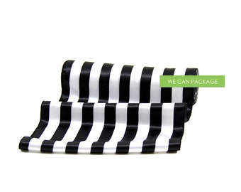 Black and White Table Runner Stripe 12.5" x 96" Silk Satin Chair Sashes