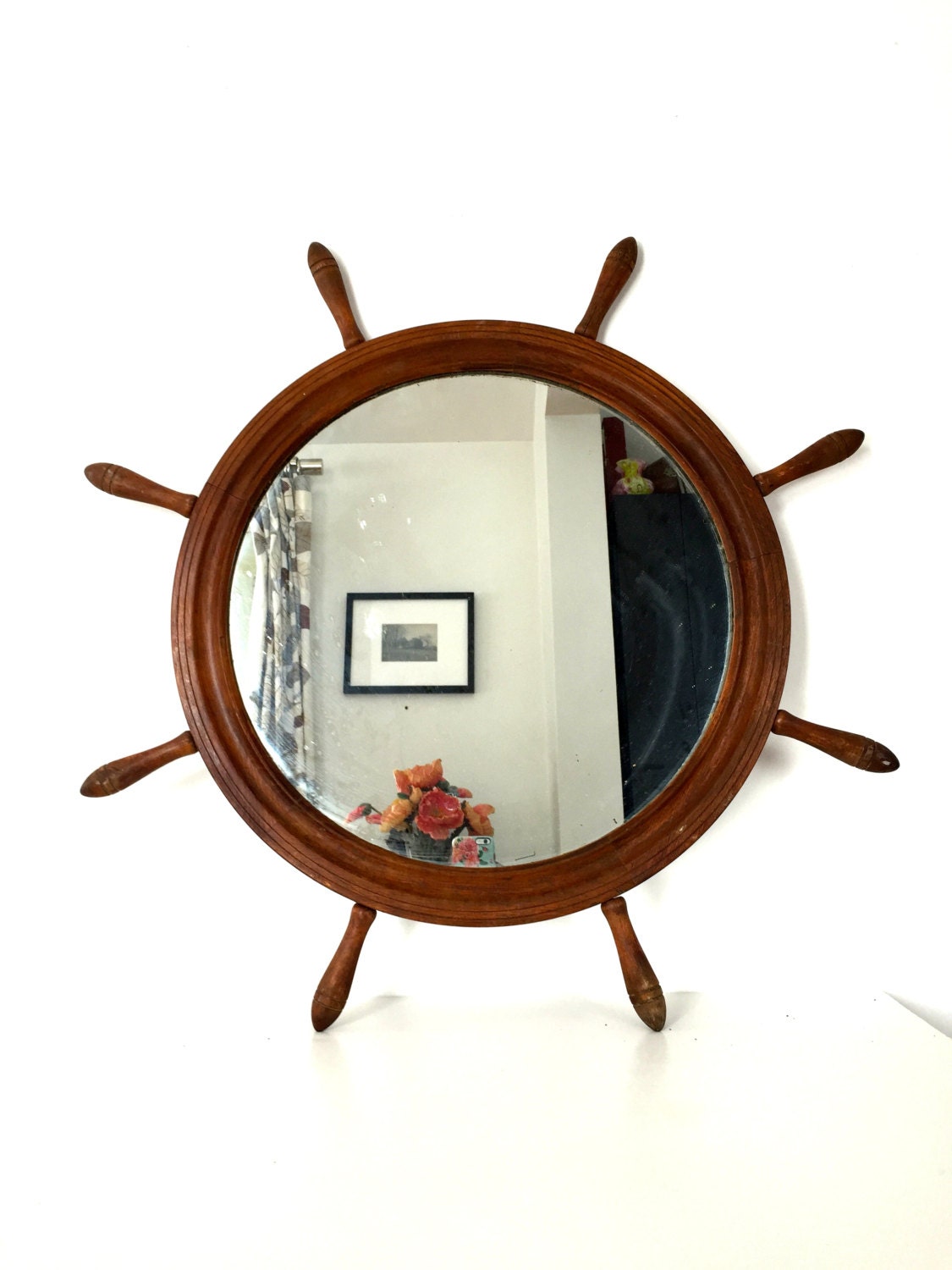 Vintage nautical / ship's wheel Mirror by vintagewall on Etsy