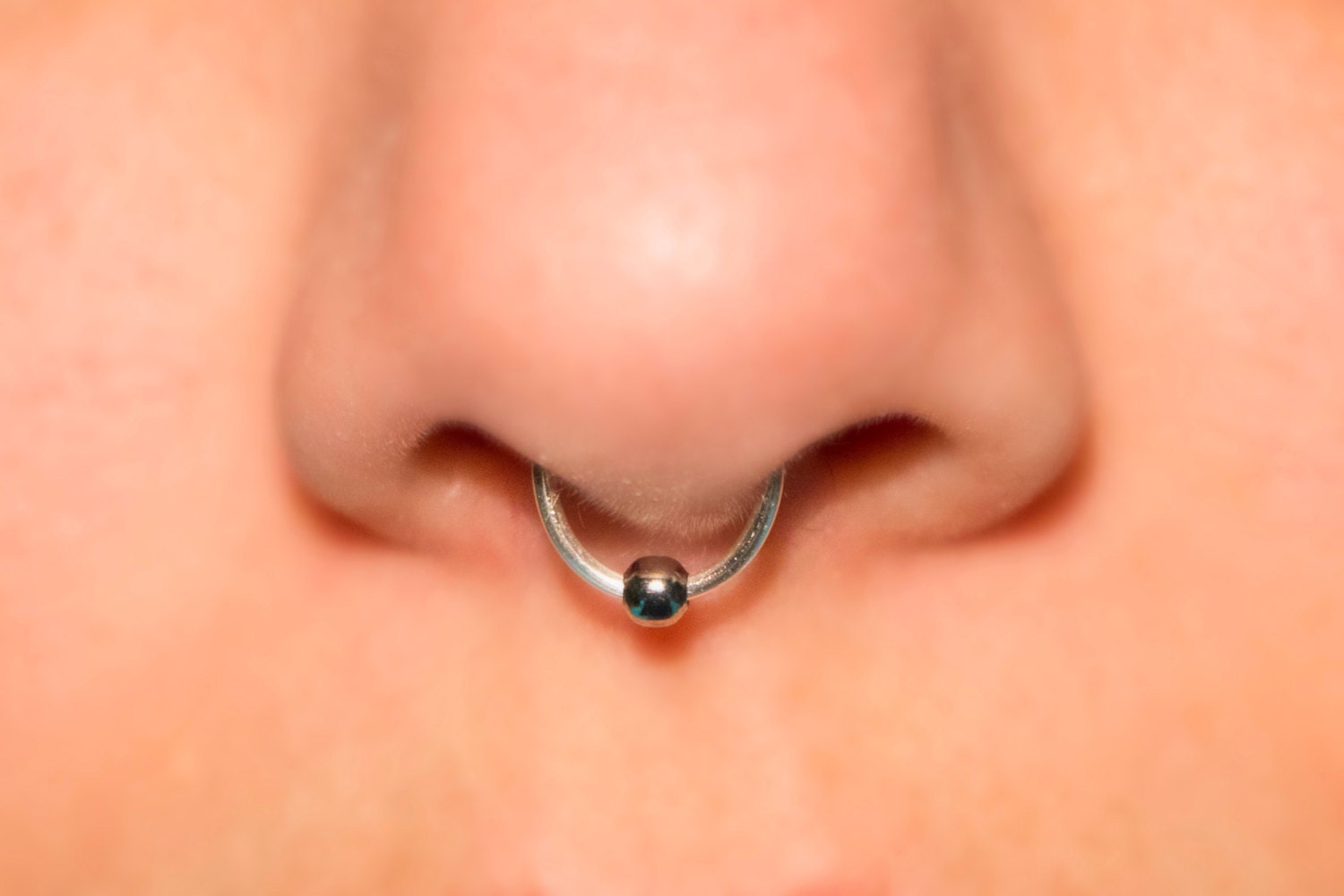 Fake Septum Ring silver with 1 ball 18 gauge septum cuff