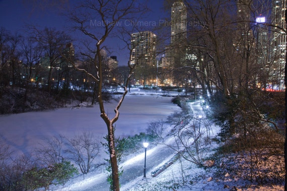 Winter Scene Snow in Central Park New York by MatthewChimeraPhoto