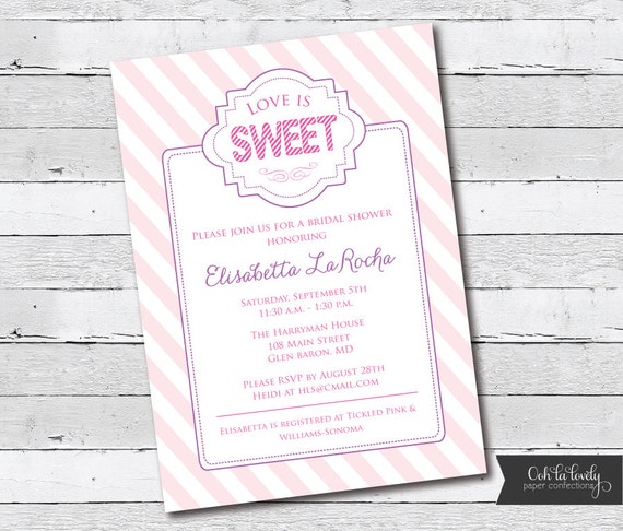 Love Is Sweet Bridal Shower Invitation Wording 10