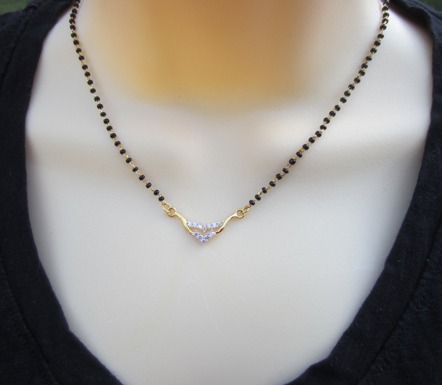 Black beads mangalsutra chain designs Clearance