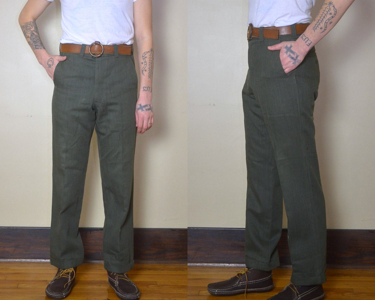 Vintage Filson Whipcord Dark Green Wool Brush Hunting Pants 34