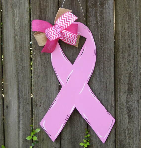Breast Cancer Awareness Ribbon Door Hanger by HolidaysAreSpecial