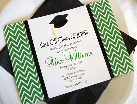 Graduation Party Invitation - Printable Graduation Invitation - Graduation Invite - You choose colors and pattern Il_570xn