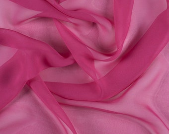 54" Wide 100% Silk Chiffon Fuschia By the Yard