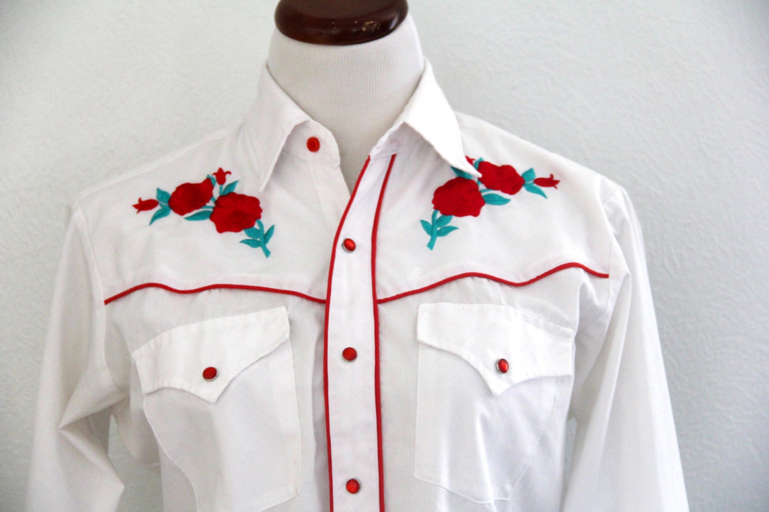 Vintage Mens Pearl Snap Western Shirt White by oldstufffordudes