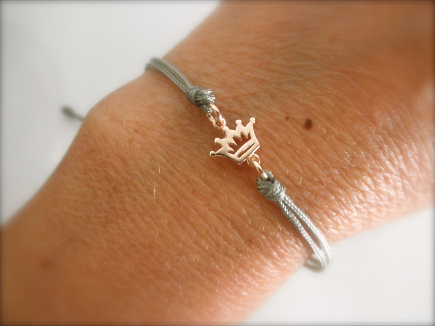 Rose gold crown bracelet adjustable crown bracelet tiny