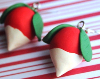polymer clay luna lovegood dirigible plum earrings, harry potter earrings, luna lovegood earrings, radish earrings, turnip earrings