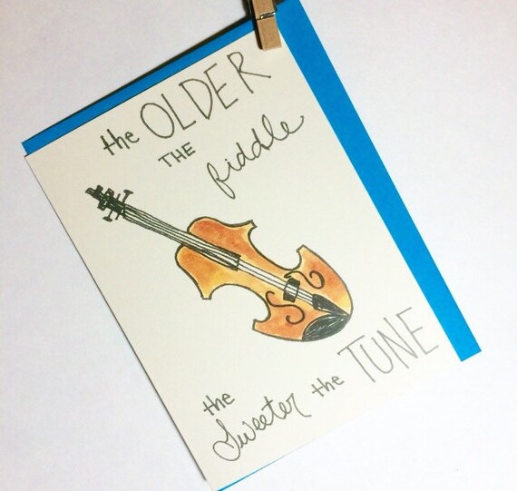 Folksy Fiddle Birthday Card. Birthday Card. Fiddle. Bluegrass