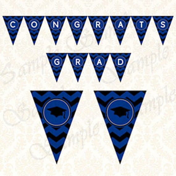 Congrats Grad Royal Blue Graduation Party Banner DIY Grad