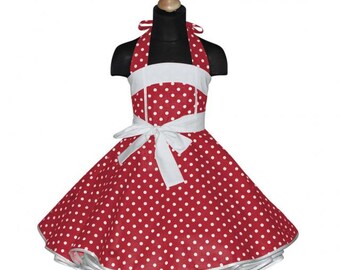 Girls 50's dress for petticoat custom made in red with white polka dots