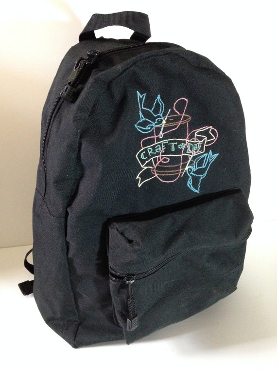 Items similar to Hand Embroidered Canvas Backpack "Craft or Die" on Etsy