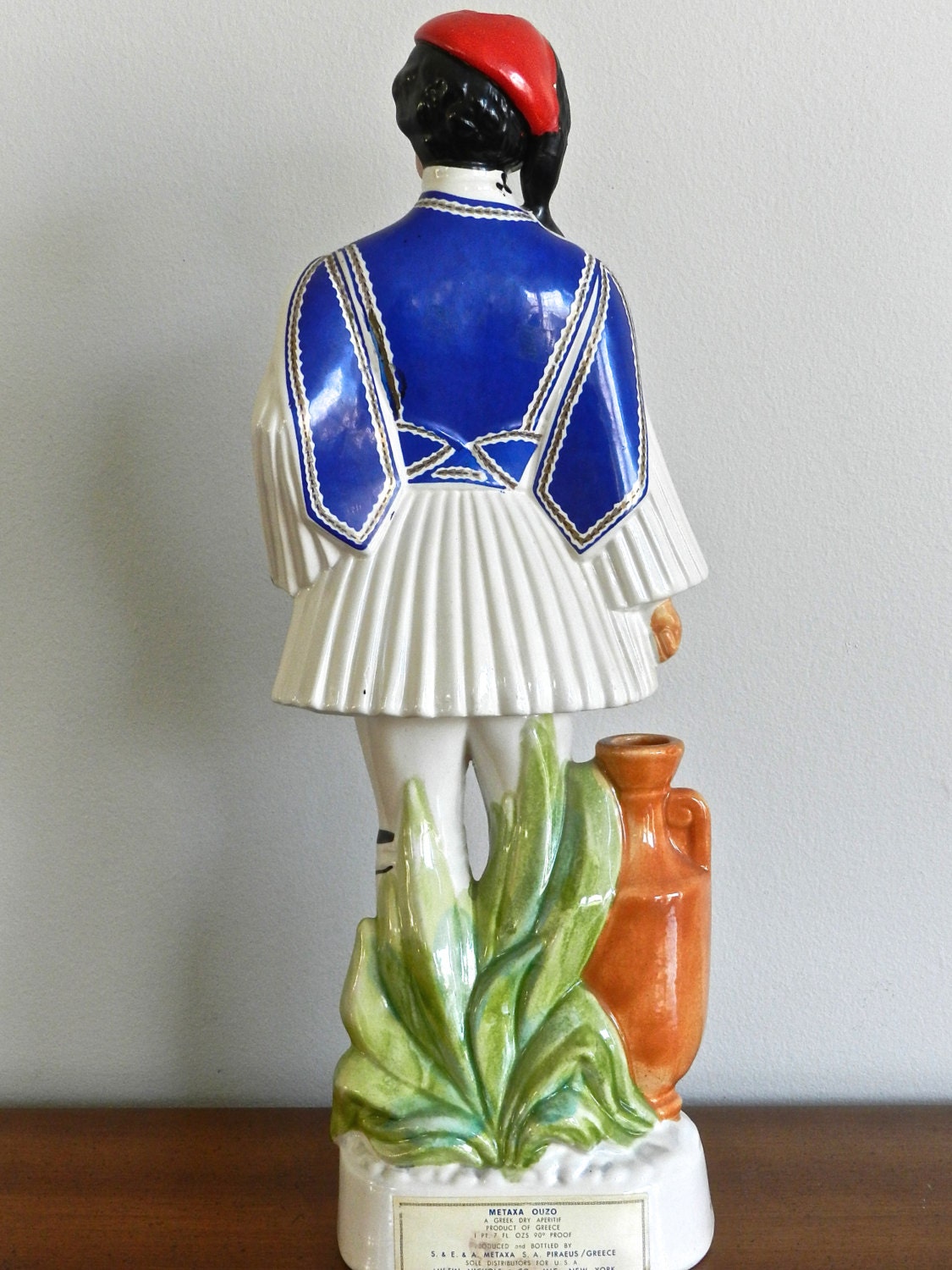 Large Vintage Liquor Decanter Greek Porcelain Figurine Decanter 18