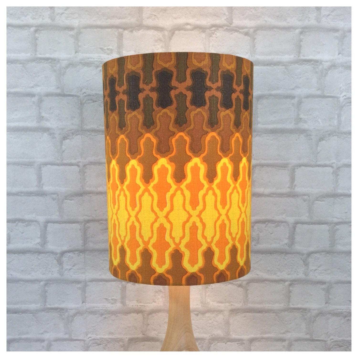 Lamp Shade Extra Tall Vintage Retro 60 Barkcloth 10 x