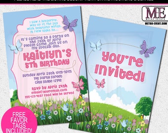 Butterfly Birthday Invitations, Butterfly Party Invitations, Custom Party Invitations