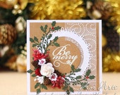 Christmas cards Handmade Greeting cards Unique Kraft paperTraditional Colors Christmas Card